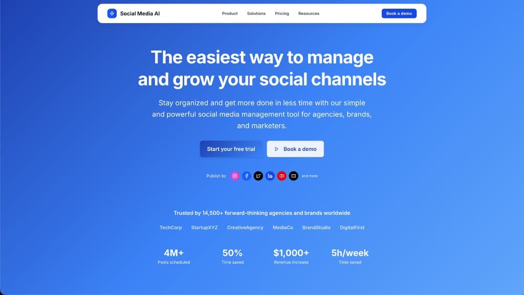Social Media AI homepage
